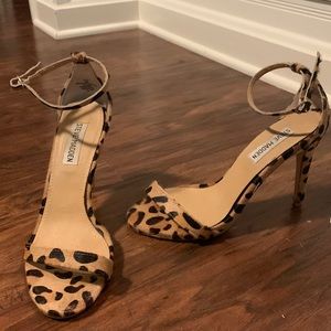 Steve Madden leopard ankle strap heeled sandals